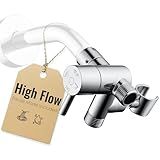 G-Promise All Metal High-Flow Shower Diverter Valve with Holder, 3-Way Splitter with Pause Mode for Handheld and Fixed Shower Head, Bathroom Universal Adapter System Replacement Part (Chrome)
