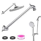 Happywins 12-Inch Shower Head Extension Arm, Adjustable Shower Extension Arm, Stainless Steel Shower Arm Extender, Compatible with G1/2 Universal Connector, Chrome