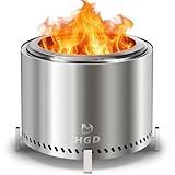HGD 20 Inch Smokeless Patio Fire Pit, Outdoor Wood Burning Stove, Stainless Steel Firepit for Backyard, Patio, Garden, Picnic