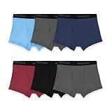 Fruit of the Loom Men's 4-Way Stretch Boxer Briefs | Lightweight & Moisture Wicking Underwear | Long, Regular Leg & Trunk, Trunk - 6 Pack - Assorted Solids, Large