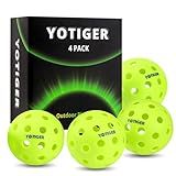YOTIGER Pickleball Balls, 4 Pack 40 Holes, High Visibility and Bounce, Durable for All Skill Levels