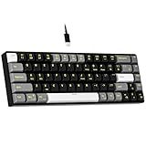 Newmen GM681 Mechanical Keyboard,68 Keys Compact USB 60% Custom LED Backlit Hot Swappable Small Mini Computer Gaming Mechanical Wired Keyboard for PC Gamer Win Mac,Black/White/Grey,Red Switch