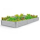 Land Guard 12×4×1ft Galvanized Raised Garden Bed Kit for Vegetables, Galvanized Super Large Metal Planter Raised Garden Boxes Outdoor(359 Gallon Capacity)…