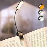 Glocusent 13 LEDs Book Lights for Reading at Night, 120 Hrs Runtime Rechargeable Reading Light, Eye Caring 3 Colors & 5 Stepless Dimming Brightness 3–60LM, Flexible Clip on Light for Book Lovers Kids