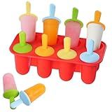Miaowoof Silicone Popsicles Molds for Toddlers, 8-Cavity Non-BPA Premium Silicone Small Popsicle Molds, Ice Pop Mold with 8 Colorful Reusable Sticks for Kids (Red)
