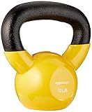 Amazon Basics Vinyl Kettlebell with Textured Wide Handle for Strength Training, Workout, 10 Pounds, Light Orange