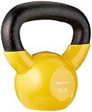 Amazon Basics Vinyl Kettlebell with Textured Wide Handle for Strength Training, Workout, 10 Pounds, Light Orange