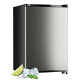 Upstreman 3.0 Cu.ft Small Mini Freezer Upright Freezer with Reversible Door, Fast Cooling, 5 Adjustable Thermostat, Stand Up Freezers with Ice Trays Defrosting Tools for Home, Dorm (Silver)