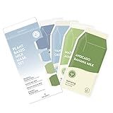 ESW Beauty Plant-Based Milk Face Masks - 4-Pack Skincare Set - Hydrating, Radiance, Firming & Soothing with Avocado, Matcha, Blueberry, Vanilla & Oat Extracts for All Skin Types