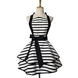 Hyzrz Lovely Handmade Cotton Retro Aprons for Women Girls Cake Kitchen Cook Apron for Mother's Gift (Black)