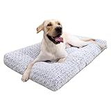 KSIIA Washable Dog Bed Deluxe Plush Dog Crate Beds Comfy Kennel Pad Anti-Slip Pet Sleeping Mat for Large, Jumbo, Medium, Small Dogs Breeds, 35" x 23", Gray