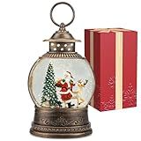 Christmas Snow Globes Christmas Decorations, Lighted Musical Snow Globes Lantern, Santa Decoration Indoor Home Décor & Gift, 6H Timer, USB/Battery Operated