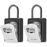 Puroma Lock Box, Large Key Lock Box Resettable Combination Code Lockbox, Portable Wall Mount Lockbox Security Safe Box for Outside Outdoor Home Office Door Handle House Key, Gray (2 Pack)