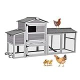 Aivituvin 80in Chicken Coop Mobile Hen House Outdoor Wooden Poultry Cage with Wheels Nesting Box Run