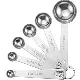 Measuring Spoons, Premium Heavy Duty Stainless Steel Measuring Spoons Cups Set, Small Tablespoon with Metric and US Measurements, Set of 6 for Measuring Dry and Liquid Ingredients