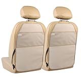 Viaviat Car Seat Protector Large Kick Mat 2 Pack Durable Water Resistant Auto Seat Back Covers with 2 Mesh Pockets Protection Against Dust Mud Scratches (Beige-A, 2-Pack)