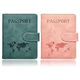Passport Holder for Travel Essentials, 2 Pack Rfid Passport Cover for Women Men