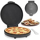 Baker’s Friend Countertop Pizza Maker Electric, 12 Inch Pizza Maker Machine for Home, Quesadilla Maker, Non-stick Cooking Plates,Horno Para Pizza, 1400W, Graphite