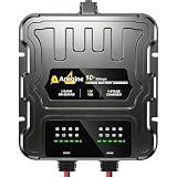 2 Bank Marine Battery Charger, 20A (10A/Bank) 12V IP68 Waterproof LCD Onboard Battery Charger with Overcharge Protection, Battery Maintainer for Lead-Acid, AGM, Gel, LiFePO4, Lithium, Boat, Car, RV