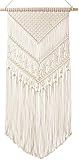 Mkono Macrame Wall Hanging Art Woven Boho Home Décor, Geometric Beautiful Yarn Tapestry Wall Decor for Bedroom, Nursery, Apartment, Dorm Decoration, Christmas Gift for Teen Girl Mom, 17" W x 33" L