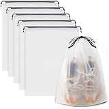 COIDEA, Waterproof Travel Drawstring Shoe Bags for Packing, Storage, Travel Essentials for Men and Women, 15.7 x 11.8 inches, Clear, 5 pieces