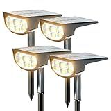 LuViva Solar Spot Lights Outdoor IP68 Waterproof, Ultra-Bright Performance，Simple Modes for Easier Operation, Auto On/Off，Solar Powered Landscape Lights for Garden, Yard, Pathway (Warm White, 4 Pack)
