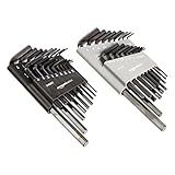 Amazon Basics 36-Piece Allen Wrench/Hex Key Set, SAE & Metric Sizes, Chrome Vanadium Steel with Long Arm, 2 Organized Storage Cases