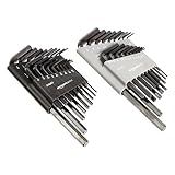 Amazon Basics 36-Piece Allen Wrench/Hex Key Set, SAE & Metric Sizes, Chrome Vanadium Steel with Long Arm, 2 Organized Storage Cases