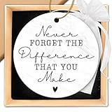 Thank You Gifts for Women - Christmas Appreciation Gifts for Coworkers, Teacher, Boss, Nurse, Employee, Friend, Farewell - Never Forget The Difference That You Make - Ceramic Christmas Ornaments 2025