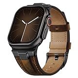 Suitisbest Leather Bands Compatible for Apple Watch Ultra Band 49mm 46mm 45mm 44mm 42mm, Genuine Leather Rugged Durable Matel Connector Strap for Women Men iWatch Ultra 10 9 8 7 6 5 4 3 SE