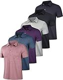 OYGSieg 6 Pack Mens Polo Shirts Performance Short Sleeve Golf Shirt Moisture Wicking Athletic Casual Collared T-Shirt SetA XL