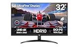 LG 32UR500K-B Ultrafine 32-inch 4K UHD (3840x2160) Computer Monitor HDR10 Built-in Speaker x2 OnScreen Control Reader Mode Flicker Safe Borderless Design HDMIx2 DisplayPort Black
