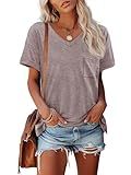 ATHMILE Womens Tops Short Sleeve Shirts for Women 2024 Valentines Day Shirts Summer Casual T Shirts Gray Purple