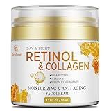Retinol Cream for Face Anti Aging: Wrinkle Cream for Face Neck with Collagen Hyaluronic Acid - Night Moisturizer for Men Women - Facial Skin Care Gift for Mom Dad Sister