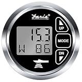 Faria 13752 Chesapeake Stainless Steel Depth Sounder with Air and Water Temperature (Transom Mounted Transducer) - 2", Black
