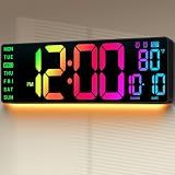 16.5" Large Digital Wall Clock RGB LED Display for Classroom with Remote
