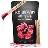 KoluaWax Hard Wax Beads for Hair Removal – Coarse Hair Formula – Face, Brazilian, Underarm, Back Chest, Bikini Waxing – Dragon Fruit & Hibiscus, 1lb Refill for Wax Warmers & 10 Applicator Sticks