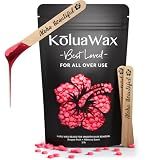 KoluaWax Hard Wax Beads for Hair Removal – Coarse Hair Formula – Face, Brazilian, Underarm, Back Chest, Bikini Waxing – Dragon Fruit & Hibiscus, 1lb Refill for Wax Warmers & 10 Applicator Sticks