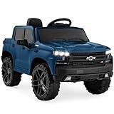 Best Choice Products 12V Licensed Chevrolet Silverado Ride On Truck, Electric Car Toy w/Parent Remote Control, Truck Bed Storage, Bluetooth Speaker, LED Lights, 2.5 MPH Max Speed - Blue