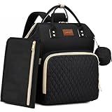 ROSEGIN Diaper Bag Backpack with Changing Pad Pacifier Case, Baby Bag for Boy Girl Toddler - Large,Stylish, Waterproof Travel Quilted Diaper Bag for Mom - Baby Shower Gifts, Black