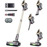 RENDOW Cordless Vacuum Cleaner, 550W 45Kpa 65Mins Stick Vacuum, Self-Standing Vacuum Cleaners for Home with LED Display, Anti-Tangle Rechargeable Vacuum Cordless for Pet Hair/Carpet/Hard Floor