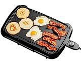 OVENTE Electric Griddle with 16 x 10 Inch Flat Non-Stick Cooking Surface, Removable and Adjustable Temperature Control, Indoor Grill for Instant Breakfast, Pancakes, Eggs or Burgers, Black GD1610B