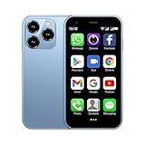 viqee Mini Unlocked Phones,2G+16GB Smartphone 2.5 Inch Android Quad Core 3000mAh Standby Small Mobile Phone Student Pocket Cell Phone Dual SIM/GPS/Face ID (Blue)