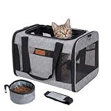 YUNIQUE Soft-Sided Cat & Dog Carrier for Pets Up to 15 Lbs, Airline Approved Collapsible Travel Puppy Carrier with Lightweight Fabric Design (Grey)