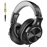 OneOdio A71D Wired Over-Ear Headphones, Studio Monitor Headsets, Hi-Res DJ Stereo Headphone with Foldable Design, 3.5/6.35MM Plug for AMP Recording Podcast Mixing PC Guitar - Black
