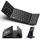 TECKNET Wireless Foldable Bluetooth Keyboard, Rechargeable Portable Keyboards for Travel with Number Pad, Full-Size Connect Up to 3 Devices for iPad Tablet Smartphone Laptop PC Windows iOS Android