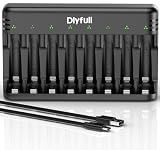 DLYFULL 8 Bay AA AAA Battery Charger for 1.2V Ni-MH Rechargeable Batteries
