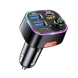 Syncwire Bluetooth 5.4 FM Transmitter Car Adapter 48W (PD 36W & 12W) [Light Switch] [HiFi Bass Sound] [Fast Charging] Wireless Radio Music Adapter LED Display Hands-Free Calling Support USB Drive