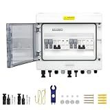2 in 2 Out Solar Combiner Box,PV Combiner Box with 20A PV Fuse,DC 20A Circuit Breaker and Surge Protector,IP65 Solar Disconnect Switch Box for Indoor Outdoor Solar Panel System (2 in 2 Out 20A 500V)
