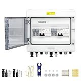 2 in 2 Out Solar Combiner Box,PV Combiner Box with 20A PV Fuse,DC 20A Circuit Breaker and Surge Protector,IP65 Solar Disconnect Switch Box for Indoor Outdoor Solar Panel System (2 in 2 Out 20A 1000V)